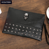 Head Layer Bull Leather Mens Handbag 2021 New Hand Grab Bag Mens Casual Large Capacity Ultra Slim Soft Leather Envelope Boomer Card