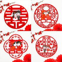 Wedding and festive supplies velvet cloth wedding room decoration bedside happy word sticker non-woven press bed happy word