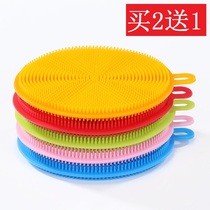 3 pieces of kitchen decontamination silicone dishwashing brush scouring cloth thick sponge wipe cleaning silicone brush bowl cloth not stained with oil