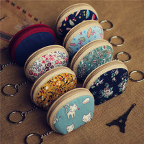 Small pocket small bag Floral cloth coin purse Mens and womens Retro Mini Zipper Coin Car key bag