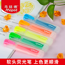Mapeide highlighter soft head marker pen student with marker pen soft thick fluorescent color stroke focus set