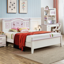Nordic white wax solid wood childrens bed girl princess bed 1 5 m single bedroom childrens room furniture combination set