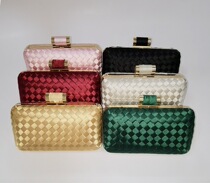 Fashion silk silk satin fabric small woven plaid hand holding bag party wedding banquet bag sample plate room hem