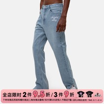 MEDM21fw jeans mens trendy brand straight loose washed zipper split trousers trend hip-hop street pants