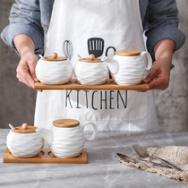 Japanese household kitchen seasoning jar salt sugar jar seasoning Box restaurant table seasoning bottle vinegar chili oil combination set