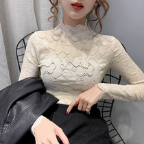 Net red beating undershirt woman inside lap 2020 Spring and autumn new womens lace gown with long sleeves foreign air and blouses