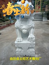 Hunan white marble carving lion Quyang stone carving exquisite workmanship factory direct Welcome to order thank you