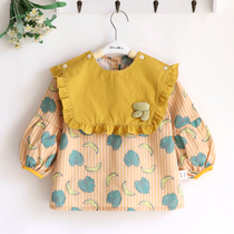New cute lace banana baby children spring and winter cotton girl long sleeve waterproof coat bib detachable