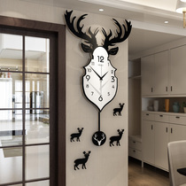 Creative personality hanging watch Nordic deer head wall clock Living room modern simple atmosphere dining room clock Silent Quartz clock