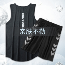 Fitness clothing Mens Ice Silk quick-drying vest sports suit summer T-shirt basketball equipment training sleeveless running clothes