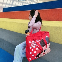 ins large cartoon milk girl super large capacity waterproof shopping bag canvas Hand bag women shoulder travel bag
