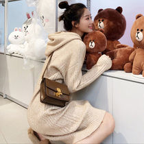 2021 Autumn Winter New Hong Kong style thick hooded sweater skirt long loose slim slim knit dress