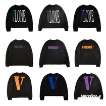 VLONE POP UP guerilla shop limited FRIENDS LETTER BIG V round neck long sleeve sweater MEN