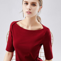 One-shoulder Latin dance top National standard dance womens five-point sleeve slim-fit dance practice suit Adult cotton T-shirt