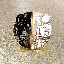 Sun boo Tiger BBH City Light Night day metal badge brooch