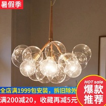 Bubble lamp Nordic style ins glass creative living room dining room chandelier Clothing store Bed and breakfast bubble net red light