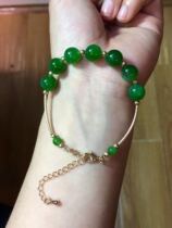 Natural Xinjiang Hetian Jasper bead bracelet 14k gold 9 5mm female hand string to ward off evil spirits and protect peace