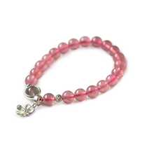 Transfer Peach Blossom Silver Lucky Little Flower Strawberry Crystal Putuoshan Ladies Bead Bracelet with Gift Box