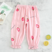 19 summer childrens cotton silk bloomers boys and girls baby children cotton silk anti-mosquito pants home service trousers thin section