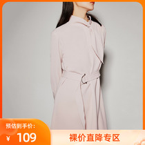 LILY Spring new womens clothing asymmetrical system floats to lead twill pure color dress 120100C7247