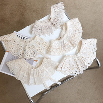 New baby scarf spring and autumn thin childrens fake collar shirt collar girl hollow embroidery collar small clear