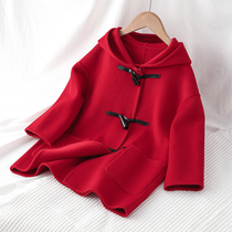 Girls double-sided cashmere coat 2020 new winter boys baby red wool coat Western style wool coat tide