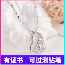 925 sterling silver necklace female heart-to-heart pendant clavicle jewelry creative Korean fashion birthday gift to girlfriend