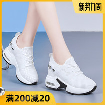  Inner height-increasing white shoes womens 2021 summer thin thick-soled mesh breathable all-match leisure travel sports womens shoes autumn
