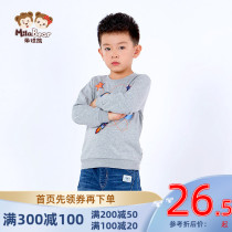 Mila Bear Childrens Wear Mens Wear Spring and Autumn Sweat Top Childrens Baby Long Sleeve T-shirt Knitted base shirt