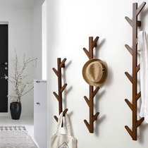 Clothes hook tree branch Wall Wall creative porch Wall hanger adhesive hook living room solid wood coat hook coat rack