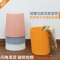 Plastic stool storage barrel stool thickened adult dining stool fashion creative home round stool high stool modern simple chair