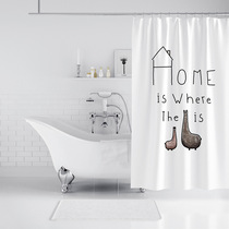 Toilet non-perforated curved shower curtain rod set bathroom curtain bath partition curtain waterproof cloth toilet curtain