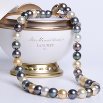 Xinru 9 - 10mm mixed seawater pearl necklace Morandi color series sends Mom round Tahiti Nanyang Gold