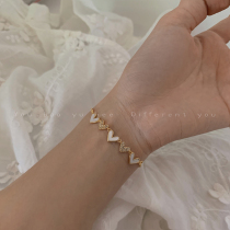 Shell love micro-inlaid zircon bracelet female adjustable ins niche design Korean simple personality bracelet