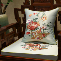 Red Wood Sofa Cushion Chinese Embroidered Solid Wood Furniture Sponge Cushion Anti-Slip Living-room China Wind Trio Bit Customized Cover