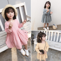 2022 female childrens clothing new love plaid Korean casual childrens dress girl baby princess dress