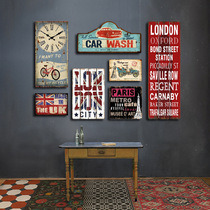 Large American wooden decoration painting LOFT living room retro bar restaurant network cafe wall decoration personality shop hanging painting