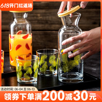 Import INS net red heat resistant glass kettle Home Drink glass Milk Juice Bottle Tropical Rainforest Water Fitting
