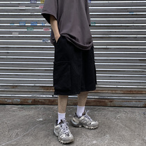 Ame Kachi old school summer American retro bboy pants Hip Hop Black tide brand frock shorts men