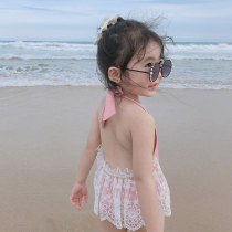 Childrens one-piece swimsuit 2021 summer new lace swimsuit childrens fashion foreign style swimsuit