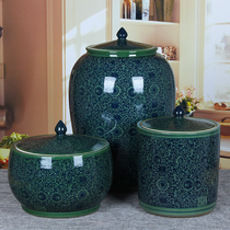 Ceramic rice tank barrel rice storage box household 20kg 50kg 100kg loaded with lid flour sealed storage tank moisture insect