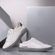 New mens leather casual shoes leather trend all-match small white shoes breathable wear-resistant sneakers mens soft bottom leather shoes