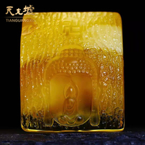 Tiangguang Xu natural amber beeswax heart to Buddha pendant yellow honey amber pendant men and women pendants with certificate