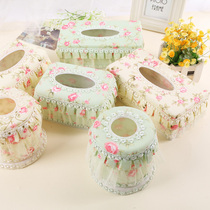 Living Room Creative Print Cloth Art Rolls Paper Barrel Tissue Box Au Style Lace Remote Control Paper Box Suction paper Box