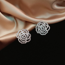 South Korea 2021 New East Gate temperament rose earrings female temperament micro inlay color earrings