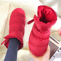 High waist cotton shoes winter female warm household feather cotton slippers anti-slippers indoor bag dance cotton shoes high gang man