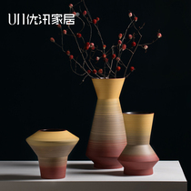 Hand-painted Morandi color ceramic vase living room table coffee table flower arrangement bottle ornaments decoration dried flower Ware Nordic