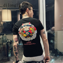 Youth T-shirt short sleeve cotton slim fit fashion wild social person summer Net red round neck personality print half sleeve