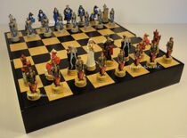 Chess Arthur Camelot medieval Group black maple wood storage ornaments competition training
