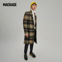 MACKAGE men ORLANDO Leather Trim Plaid slim warm wool cashmere coat